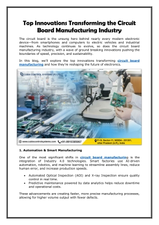 Top Innovations Transforming the Circuit Board Manufacturing Industry