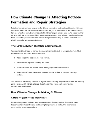 How Climate Change is Affecting Pothole Formation and Repair Strategies