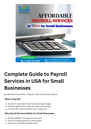 Complete Guide to Payroll Services in USA for Small Businesses