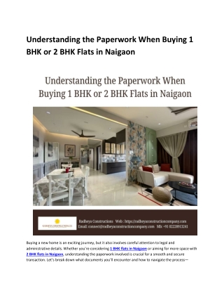 Understanding the Paperwork When Buying 1 BHK or 2 BHK Flats in Naigaon