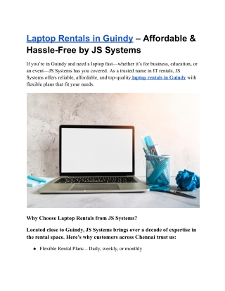 Laptop Rentals in Guindy