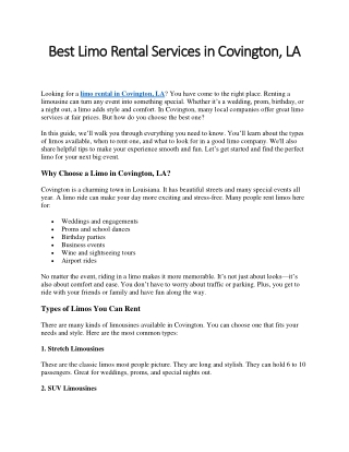 Best Limo Rental Services in Covington, LA