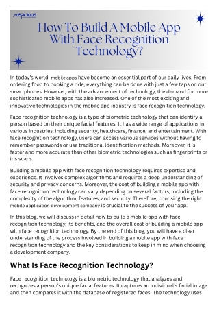 How To Build A Mobile App With Face Recognition Technology