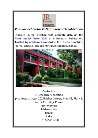 Pnas Impact Factor 2024  Ir Research Publication
