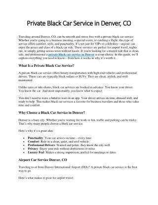 Private Black Car Service in Denver, CO