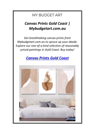 Canvas Prints Gold Coast | Mybudgetart.com.au
