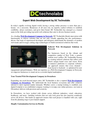 Expert Web Development by DC Technolabs