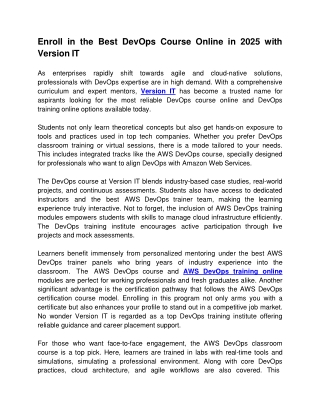 Enroll in the Best DevOps Course Online in 2025 with Version IT (1)