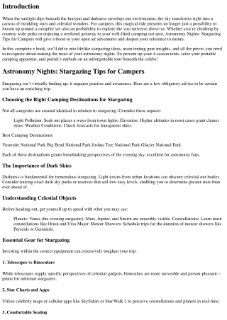 Astronomy Nights: Stargazing Tips for Campers