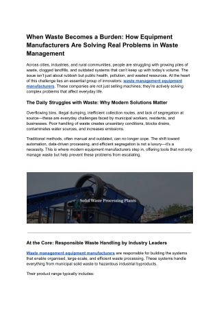 Smart Waste Equipment Helping Cities Tackle Everyday Problems