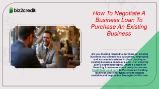 How to negotiate a business loan to purchase an existing business