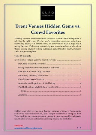 Event Venues Hidden Gems vs. Crowd Favorites