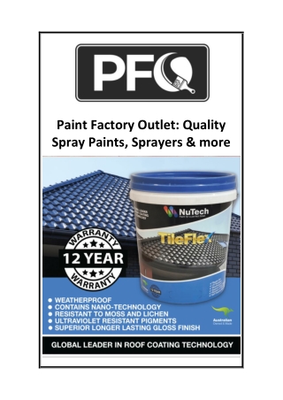 Paint Factory Outlet Quality Spray Paints, Sprayers & more