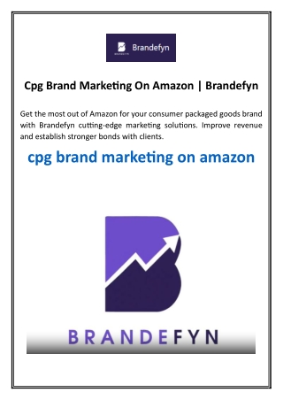 Cpg Brand Marketing On Amazon