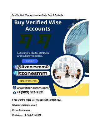 Buy Verified Wise Accounts – Safe, Fast & Reliable