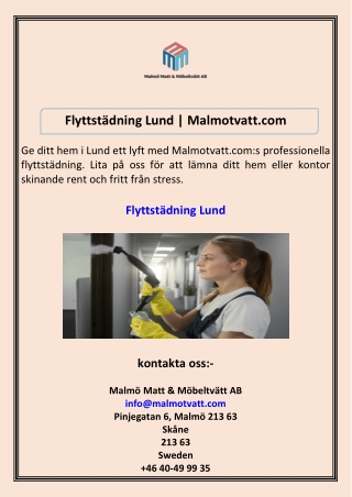 Flyttstädning Lund Malmotvatt.com
