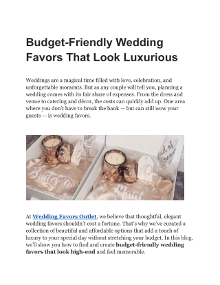 Budget-Friendly Wedding Favors That Look Luxurious