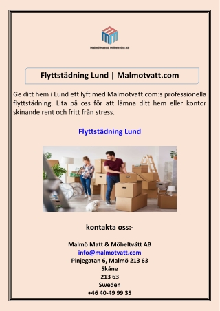 Flyttstädning Lund Malmotvatt.com