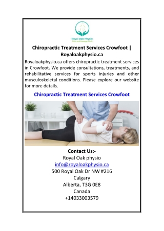 Chiropractic Treatment Services Crowfoot Royaloakphysio.ca 5