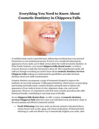 Everything You Need to Know About Cosmetic Dentistry in Chippewa Falls
