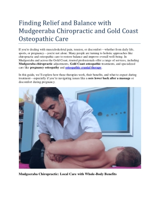 Finding Relief and Balance with Mudgeeraba Chiropractic and Gold Coast Osteopathic Care