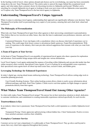 What Makes Team ThompsonTravel Stand Out Among Other Agencies?