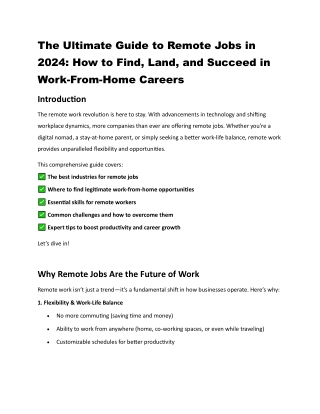 Remote Jobs  Best Opportunities and Tips for Success