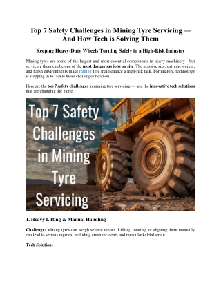 Top 7 Safety Challenges in Mining Tyre Servicing