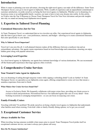 Top 10 Reasons to Choose Team Thompson Travel for Your Next Adventure