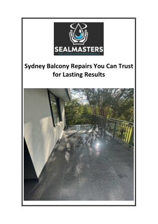 Sydney Balcony Repairs You Can Trust for Lasting Results