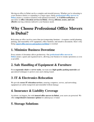 Professional Office Movers in Dubai