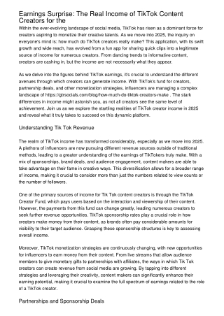 Earnings Surprise: The Real Income of TikTok Content Creators for the