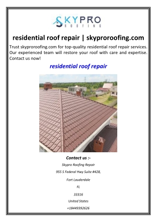 residential roof repair  skyproroofing.com