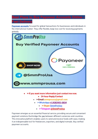 Best Place to Buy Payoneer Accounts Online – Fast Delivery