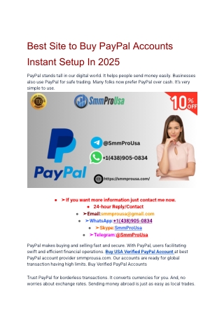 Best Site to Buy PayPal Accounts Instant Setup In 2025