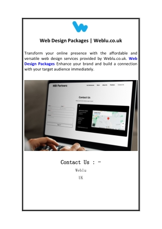 Web Design Packages  Weblu.co.uk