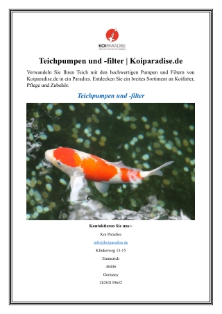 Teichpumpen und -filter  Koiparadise.de