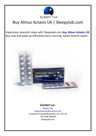 Buy Almus Actavis Uk | Sleepytab.com