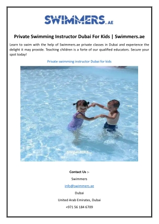 Private Swimming Instructor Dubai For Kids | Swimmers.ae