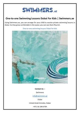 One-to-one Swimming Lessons Dubai For Kids  Swimmers.ae