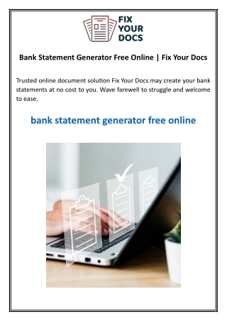 Bank Statement Generator Free Online