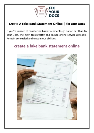 Create A Fake Bank Statement Online
