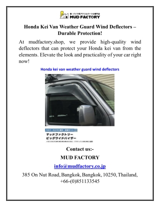 Honda Kei Van Weather Guard Wind Deflectors – Durable Protection!