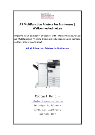 A3 Multifunction Printers For Businesses  Wellconnected.net.au