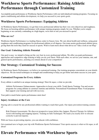 Workhorse Sports Performance