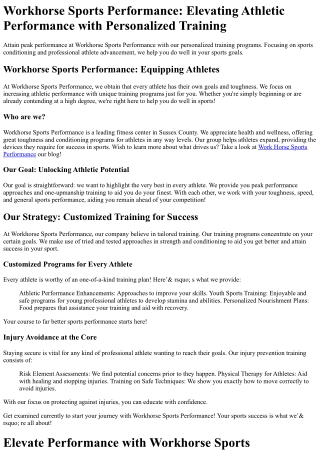 Workhorse Sports Performance