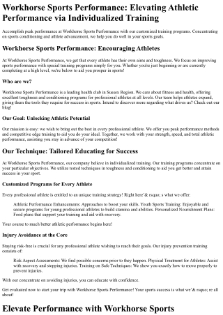 Workhorse Sports Performance