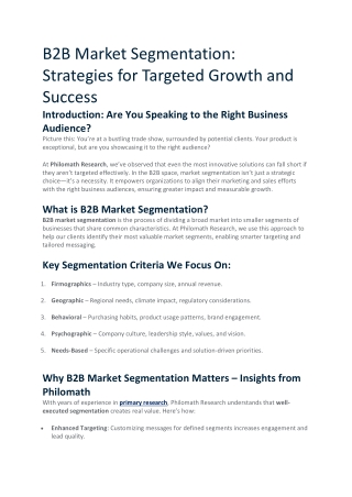 B2B Market Segmentation Strategies for Growth and Success