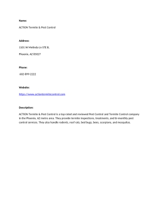 ACTION Termite & Pest Control