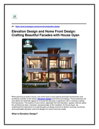 Elevation Design and Home Front Design Crafting Beautiful Facades with House Gyan
